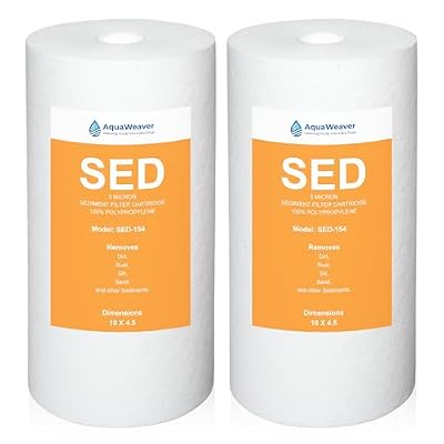 AquaWeaver 5 Micron 10" x 4.5" Whole House Sediment Home Water Filter Replacement Cartridge for RFC-BBSA, AP810, DGD-5005,AP817,RFC-BBSA, Culligan WH-HD200-C,HD-950A, SED-154, 2PACK