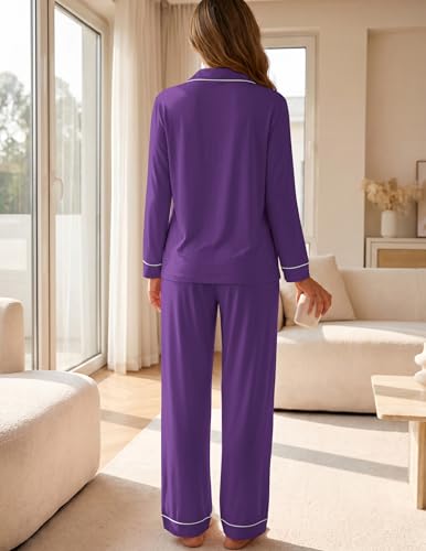 Image of ZMJ Womens Pajamas Sets 2 Piece Long Sleeve and Pant Pj Sets Button Up Sleepwear