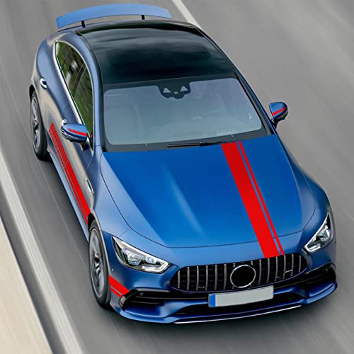 Bilisin 5 Pieces Vinyl Car Side Sticker Long Stripe Auto Racing Sport Body And Roof Hood Decal For Auto Body Door Side Diy Modified Decals Decoration For All Cars Bi012 Red #TOP6