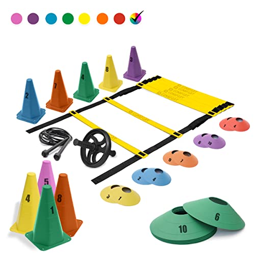 Kit Treino Agilidade Funcional Para Futebol - Escada Cone Chapeu Corda e Roda…