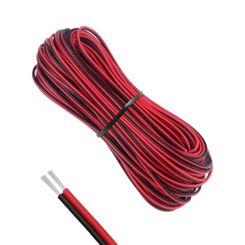 RYAN 20 Metros Cable 12v 0.35mm² Cable Electrico 2 Hilos Alambre de Cobre Estañado Resistente a Altas Temperaturas 2 Pines Cable Paralelo para Conductor de Tira LED Auto y Otros
