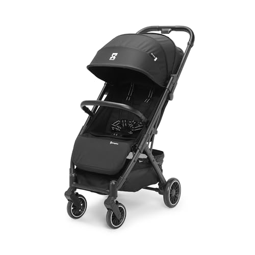 Image of Growgether VELOX Stroller for Baby 0-3 Years (Up to 22 Kg), Travel Ready Size 5 Point Safety Harness, Full Recline, Extended UPF 50+ Canopy, 360 Swivel Wheels, Compact One Click Fold, Mosquito Net, 1 Yr Warranty, Black