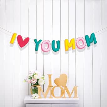 Happy Mother's Day Banner Set - Glitter Garland Backdrop For Mom's Birthday & Party Decorations - View #9