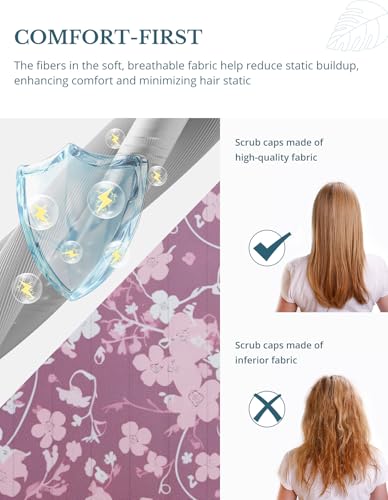 Image of Scrub Caps for Women with Buttons, Classic Surgical Caps | Double-Sided Printed, Adjustable,Long Hours, Sweatbands, Fabric Help Reduce Static Buildup