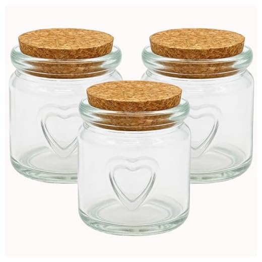 Kit Potes de Vidro 115ml Tampa Cortiça 7,5x6cm Estampa de Coração Temperos Lembrancinhas Casamento Chá Bebê Decorativo Velas Sais de Banho Doces (3 Unidades)