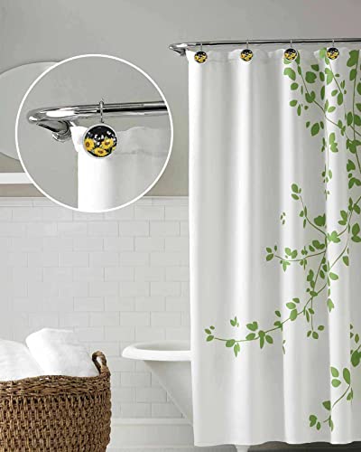 Decorative Shower Curtain Hooks 12Pcs Sunflower Butterfly Park Black Crystal Glass Design Shower Curtain Rings Stainless Steel Rustproof Shower Curtain Hangers For Bathroom Toilet Closet #TOP4