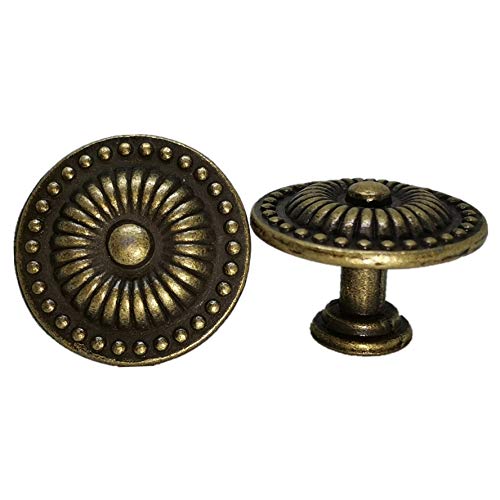 DFHM 16 Pomos y Tiradores Vintage Bronce, Redondo Zinc 29mm Tiradores de Cocina Rústicos para Cajones Armarios Puertas