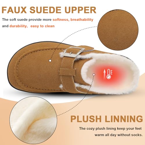 JOINFREE Womens Fuzzy Slippers Cozy Wide Mules Adjustable Diabetic Slippers Warm Memory Foam House Clogs Slipper Indoor Outdoor Potato Shoes for Edema Swollen Feet3