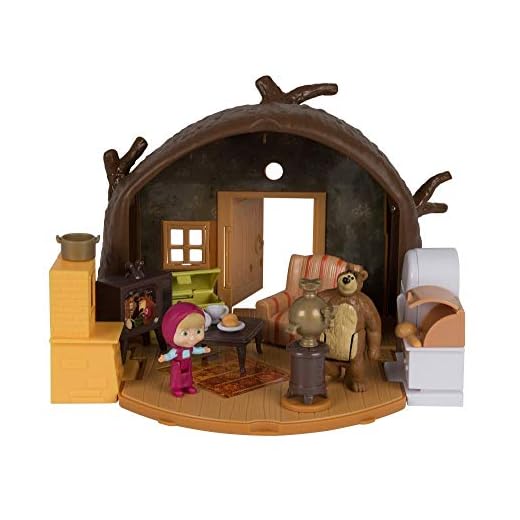 Playset Casa del Oso de Masha y el Oso con 2 figuras y accesorios (Simba 9301632)