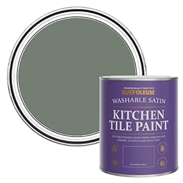 Rust-Oleum Green water resistant Kitchen Tile Paint in Satin Finish - Serenity 750ml