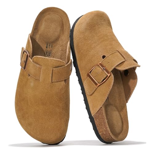 Image of Project Cloud 100% Genuine Leather Footbed Clogs for Women - Memory Foam Arch Support Slippers for Women - Trendy Slip-ons Women's Mules & Clogs Sandals