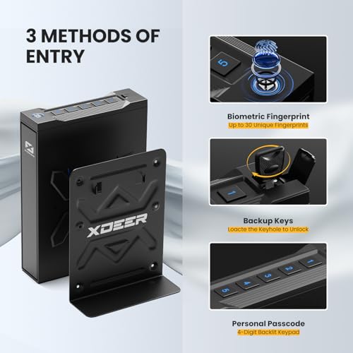 XDeer Biometric Gun Safe for Handgun, Pistols Safe with APP Control by XDeer - Used condition - Image 3