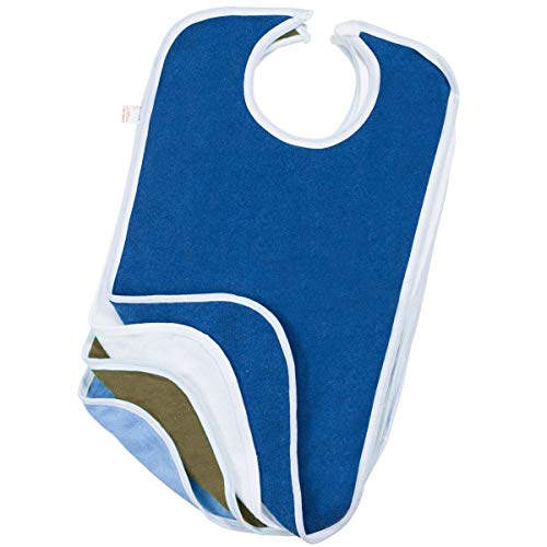 Terry Cloth Adult Reusable Bibs with Velcro Closure Pack of 4 Canadian Made (17