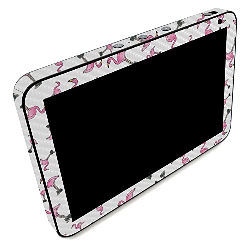 Image of MightySkins Carbon Fiber Skin Compatible with Amazon Echo Show 8 (Gen 2) - Cool Flamingo | Protective, Durable Textured Carbon Fiber Finish | Easy to Apply | Made in The USA