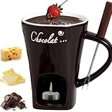 Chocolate Melting Cup, Chocolate Fondue Mug, Mini Chocolate Fondue Set With Forks For Date Night Birthday Wedding Gifts (Coffee)