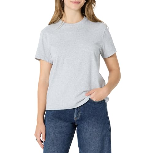 Amazon Essentials (Demi's Pick) Women's Relaxed-Fit Cotton Crewneck T-Shirt, Light Grey Heather, X-Large