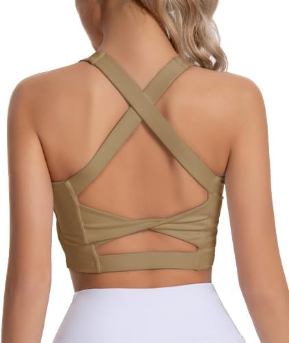 KOKITA Women's Sports Bra Fitness Short Tank Top Criss-Cross Back Padded Strappy Sports Bras Yoga Workout Bra - Image 2