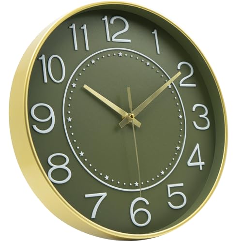 Image of HZDHCLH 12 Inch Modern Wall Clock Battery Operated Silent Non Ticking