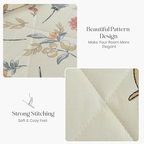 Image of FRESH FROM LOOM Microfiber All Seasons Collection Micro Fiber Comforter | Dohar | Quit | Single Bed | Double Weaved | Washable | Hypoallergenic Skin Friendly (Pastel-Cream | 60x90 in, Single Bed)