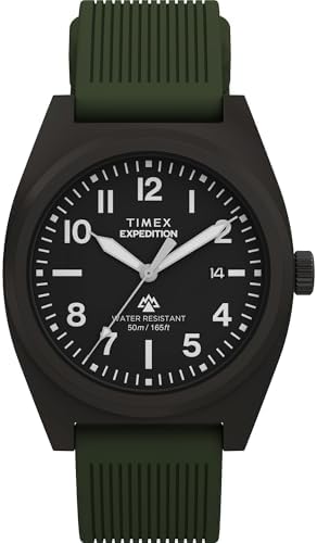 Timex Men's Expedition Capstone 39mm Watch - Green Two- Piece Quick Release Black Dial Gunmetal Case