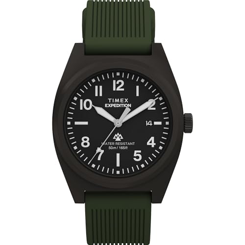 Timex �����Y Expedition Capstone 39mm �r���v - �O���[�� �c�[�s�[�X �N�C�b�N�����[�X �u���b�N�_�C���� �K�����^���P�[�X