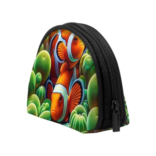 Portable Coin Purse Clownfish-Tropical-Fish Mini Zippered Money Pouch Card Holder4