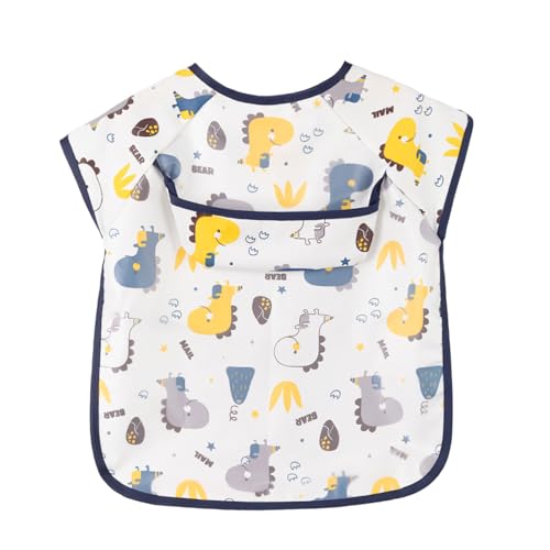 Image of TecoKart Waterproof Baby Bibs for Food Feeding Soft Cotton Toddler Bibs Adjustable Baby Boy and Girl Bibs for 6 to 24 Months with Cute Cartoon Design