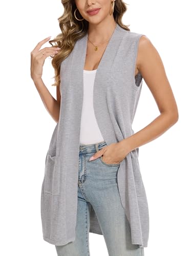 Image of Beautiful Nomad Sleeveless Cardigans for Women Long Sweater Vest