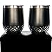 2 pack Dishwasher Safe Designer Wine Tumblers with Lids | Stemless Wine Glasses with Gift Box | Vacuum Insulated | Hammered | 12 oz | by Petra Verre | Stealth Black