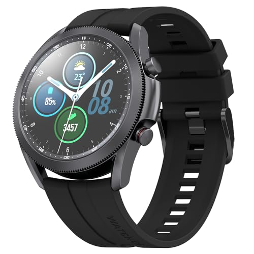 Meliya Bands for Samsung Galaxy Watch 46mm Bands/Gear S3 Frontier Bands, Galaxy Watch 3 Bands 45mm/Classic Band, 22mm Soft Silicone Sports Bracelet Strap for Men & Women (Black)