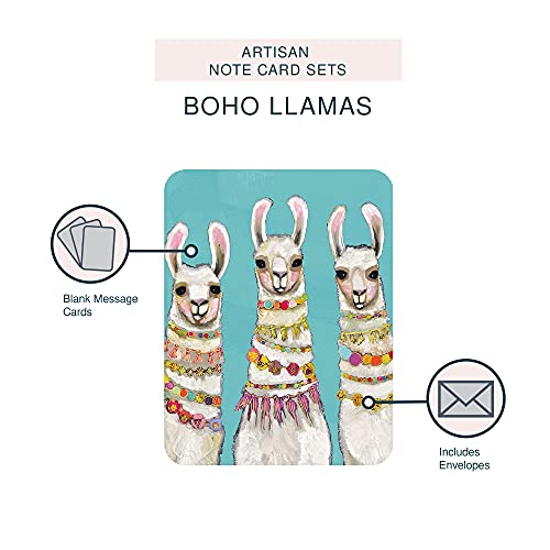 Image of Artisan Blank Note Cards by Studio Oh! - Eli Halpin Boho Llamas - Pack of 8 - 4.25 inch x 5.5 inch Printed Textured Art Paper Embellished with Foil Stamping Cards and Envelopes