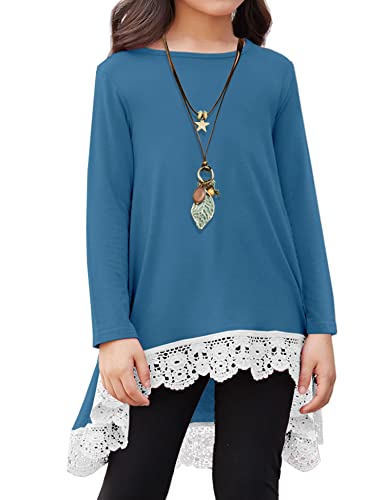 Arshiner Niñas Camiseta Manga Larga Bordado Niños Suelta Ocio Suéter Otoño Invierno Swing Tops Moda Camisas para Niña 9-10 años