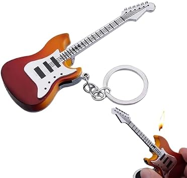 Guitar Lighter, Refillable Butane Lighter, Butane Soft Flame No Gas-Brown