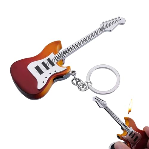 Guitar Lighter Refillable Butane Lighter Butane Soft Flame No Gas -Brown
