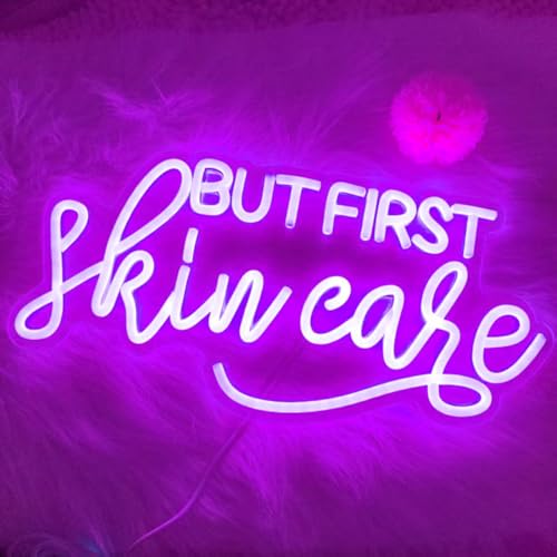 Image of But First Skin Care Led Neon Lights Sign for Home Spa Beauty Cosmetic Salon Wall Decor, Spa Day Gifts for Women,Spa Products Aesthetic Center Salon Door Decorative Acessories(Purple)