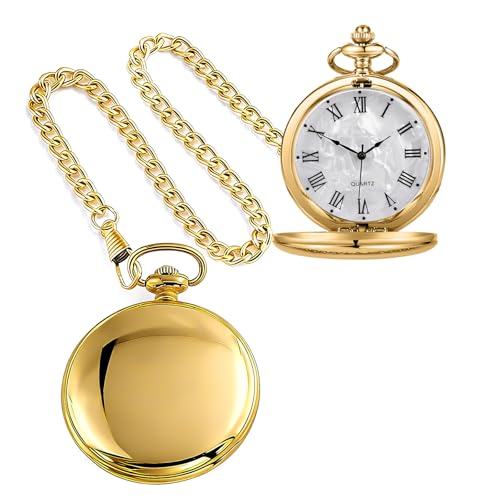 Image of Tiong Smooth Pocket Watch,Personalized Pocket Watch,Customized Watches for Men,Engraved Pocket Watches for Father's Day with Chain