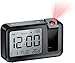 Despertador de Proyección, Reloj Despertador Digital con Proyección 180°, Termómetro Interior, 4 Brillos Ajustables, 2 Niveles de Volumen, 12/24H, 9 Minutos de Snooze para Dormitorio Oficina (Negro)