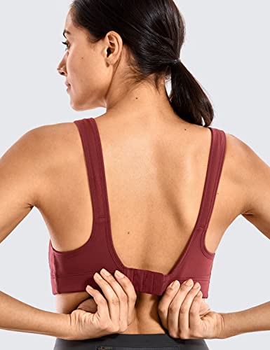 Image of SYROKAN Front Adjustable Sports Bras for Women High Impact | Front Velcro Straps, Wirefree, Double layer Cups, U Back, No Bounce, Running Bra