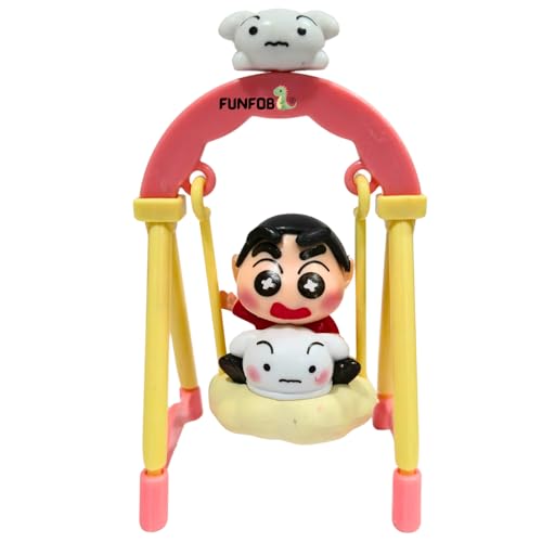 Image of FUNFOB Shinchan Action Figure Height-10cm | Shin chan Figurine Cartoon Figures Toys for Boys & Girls PVC Multicolour | Swing - Holding Shiro