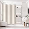 AJAZZ Magnetic Folding Shower Curtains Fabric Polyester Material Waterproof Shower Curtain Suitable for Family Hotel Homestay Natural,77" W x 72" L 1 Panel