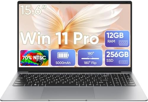 15.6" FHD Laptop, 12GB RAM 256GB SSD, Intel Celeron N4000, Win 11...