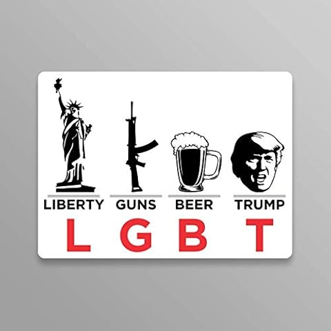 JMM Industries Trump Sticker Liberty Guns Beer Trump LGBT Vinyl Decal Sticker 2-Pack 5.5-Inches Trump Pence 2020 Keep America Great Premium Quality Vinyl Sticker UV Protective Laminate PDS2041 Cover