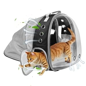 TOYSINTHEBOX Cat Backpack Carrier, Expandable Pet Bubble Backpack for Cat Small Dog Pet Travel Carrier Breathable Carrying Bag for Hiking, Travelling, Walking, Camping & Outdoor Up to 13 Lbs Black