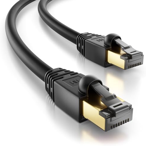deleyCON 2m CAT 8.1 Outdoor Netzwerkkabel 40 Gbit/s 2000 MHz S/FTP Kupfer | RJ45 Stecker Ethernet LAN DSL Patchkabel, witterungsbeständig, für Außenbereich, PC, TV, Kamera, PoE und