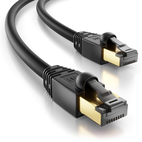 deleyCON 1,5m Câble Réseau CAT 8.1 Outdoor pour Extérieur (40 Gbit/s, 2000 MHz, Blindage S/FTP, Cuivre) RJ45 Fiche Ethernet LAN DSL Câble Patch - Résistant AUX Intempéries - PC, TV, Caméra, PoE