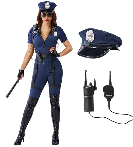 Spooktacular Creations Damen-Polizisten-Kostüm-Set, Polizistin-Halloween-Kostüm für Erwachsene, Overall für Halloween, Cosplay-Party, L