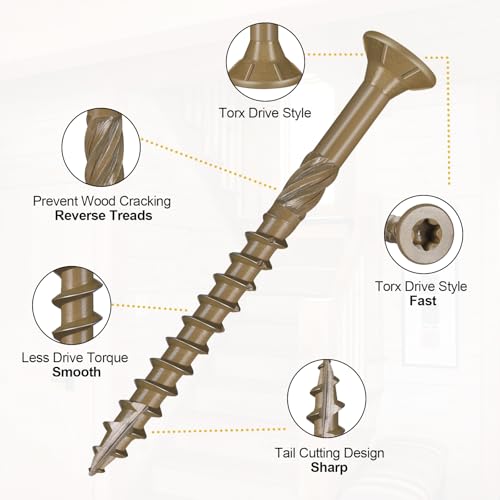 90pcs deck screws 810 wood screws assortment kit heavy-duty exteriorstar drivebronze 1-12342342-1234334t25 star bit