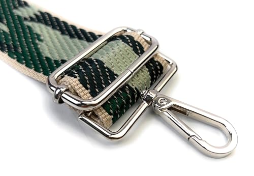 Image of Purse Strap Replacement for Crossbody Bags & Handbags | Premium Webbing with Silver Hardware Clip-On Installation Adjustable Length Comfortable Wide Guitar Style Strap