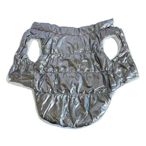 Jaqueta Puffer Pet Impermeável com Forro de Pelúcia, Prata Metálico (XXL)