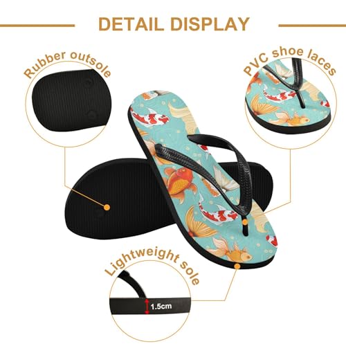 Burbuja Goldfishes Flip Flops for Women Men, Soft Thong Sandals Rubber Slippers for Pool Beach Essentials3